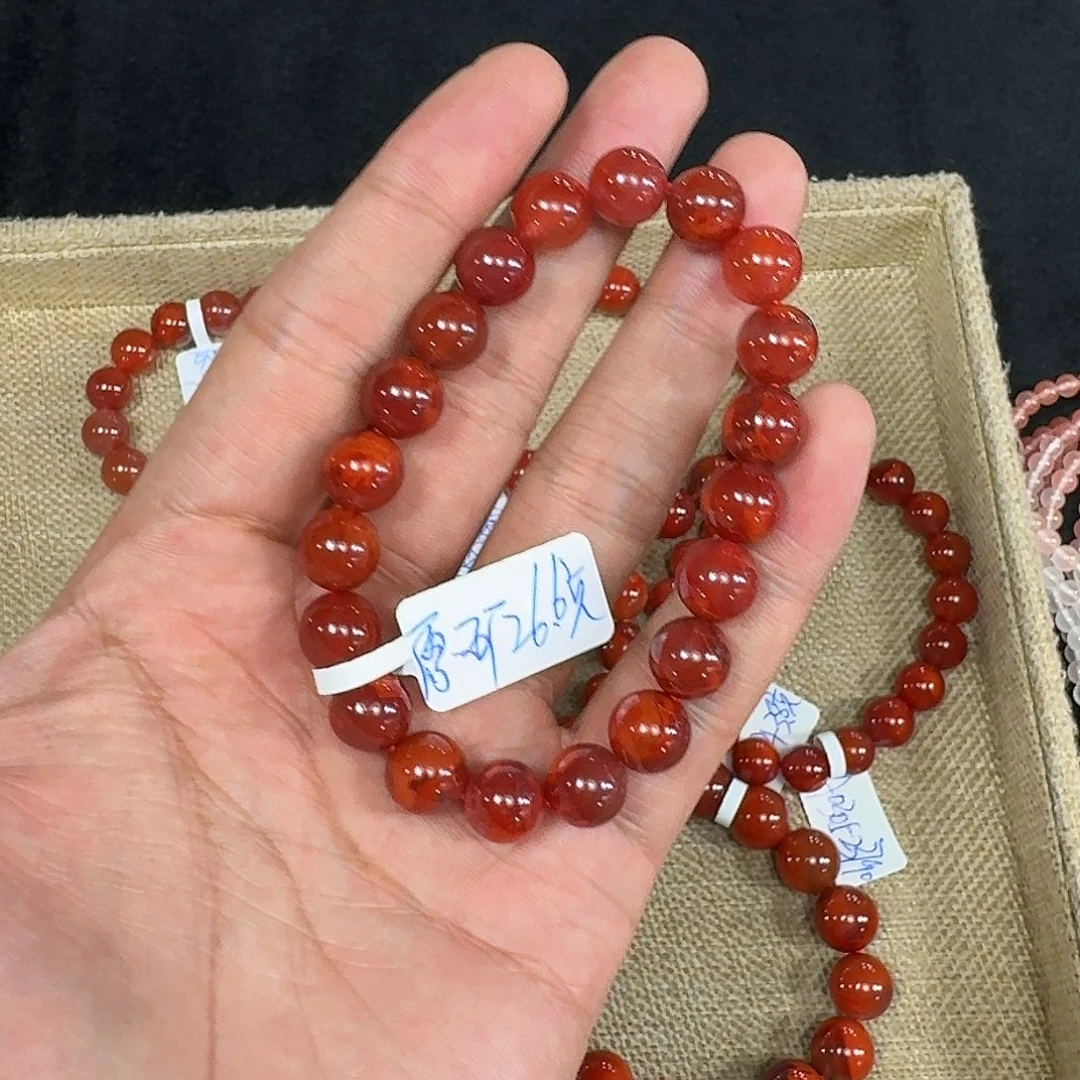 风***师南红玛瑙未镶嵌手链原矿南红手串10mm火焰纹二级