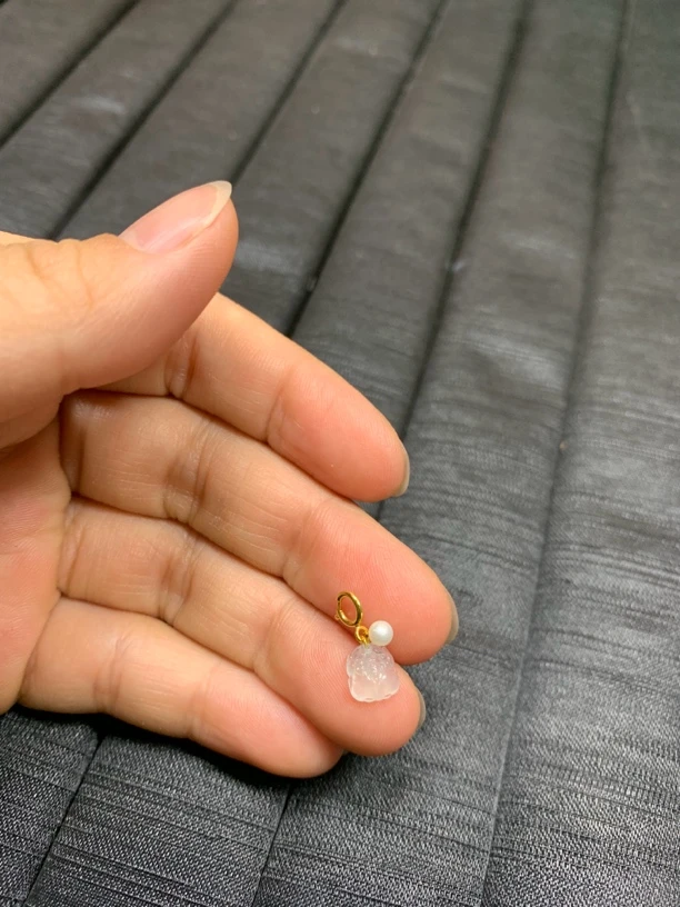 翡翠A货貔貅18K金镶嵌滴溜款 尺寸6.4 5.8 3.2鉴赏期两天