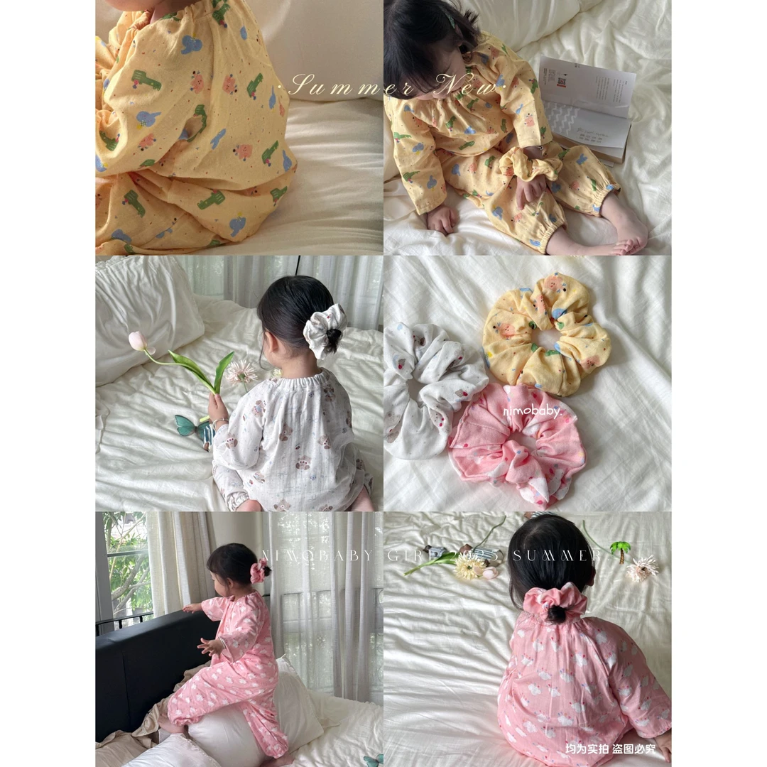NIMO【绵绵云朵】韩版夏季新款宝宝时尚亲肤透气外穿碎花居家服套装