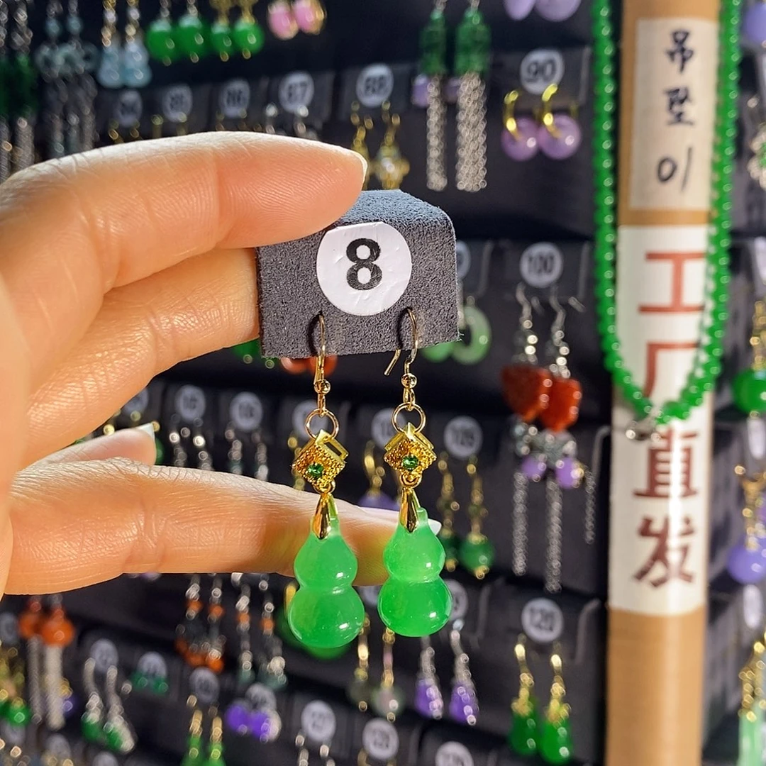 银S925镶嵌翡翠耳饰8