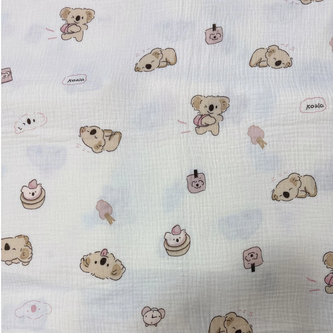 【138幅宽】母婴A类 全棉双层皱皱纱布 舒适透气柔软卡通宝宝全棉布