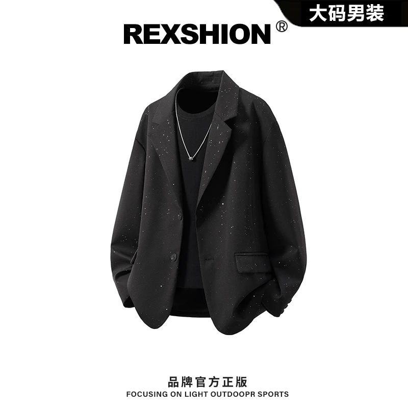 REXSHION2025秋季新款满天星西装外套男美式复古时尚潮流宽松夹克