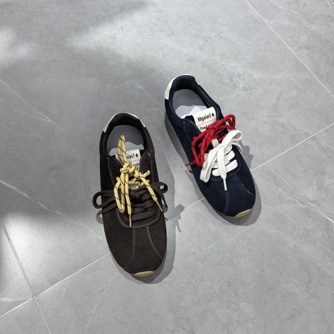 欧陌德训鞋2025秋季复古时尚百搭平底轻便舒适休闲阿甘鞋德训鞋