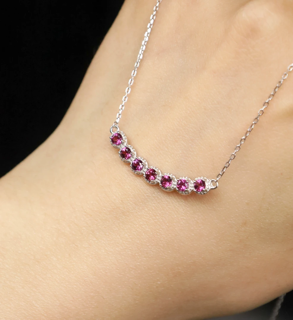 925银石榴石微笑项链