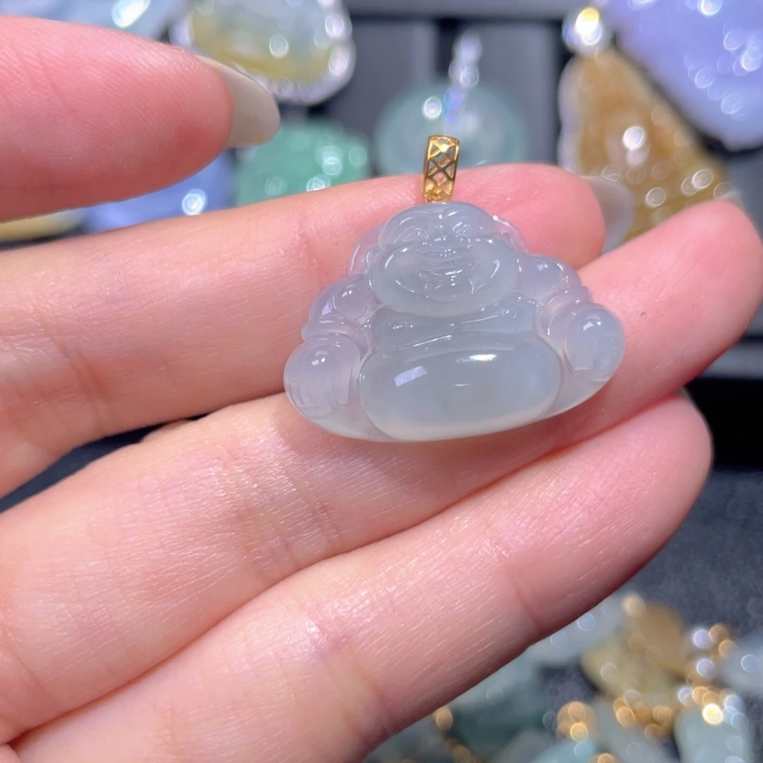 颈饰18K金镶嵌翡翠翡翠