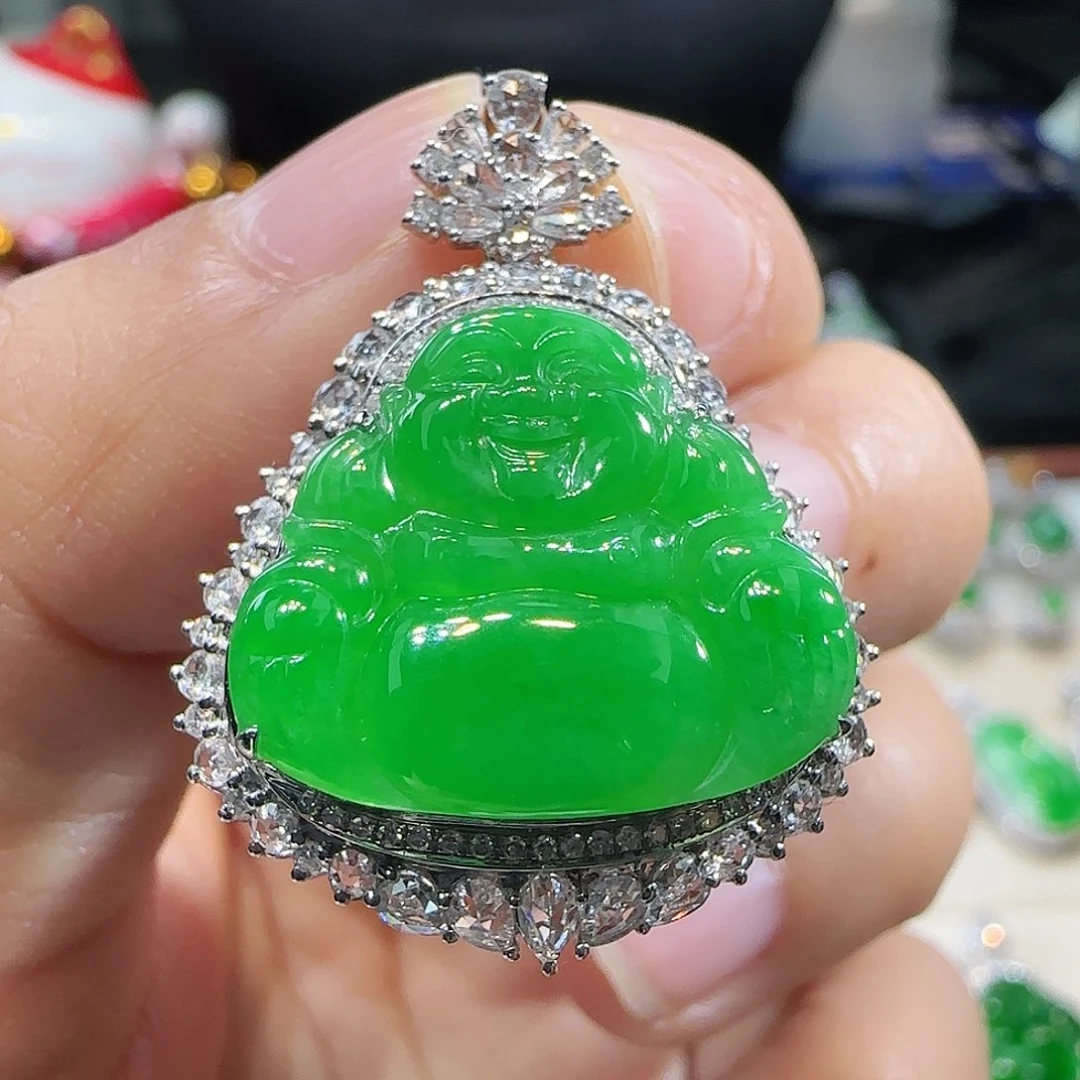 翡翠吊坠(不含链)18K金镶嵌
