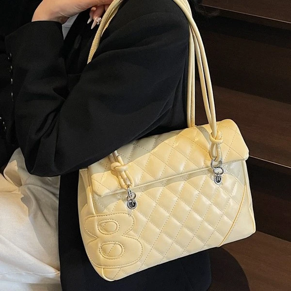 2025春夏新款康鹏菱格纹机场大托特包大容量通勤百搭单肩双肩包包