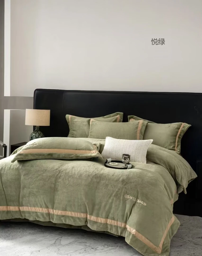 【轻奢字母】轻奢高货刺绣四件套加绒加厚抗静电不跑被保暖床裙