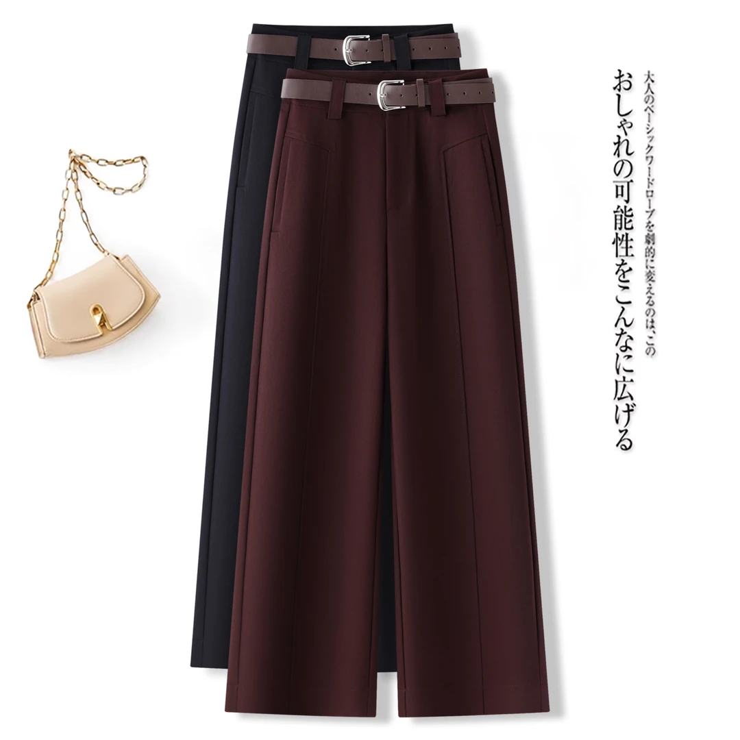 艾格阔腿裤女2025新款垂坠感高级感小个子九分裤直筒西装裤