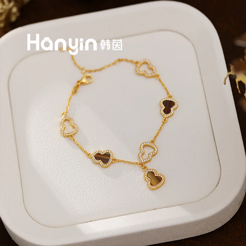 新中式原创设计高级重工轻奢虎眼石葫芦手链AAA