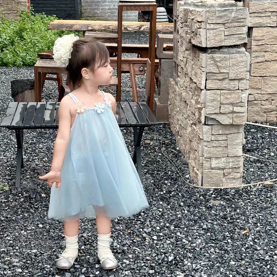 女童吊带凉快网纱裙夏2025新款女宝吊带裙宝宝夏季儿童裙子