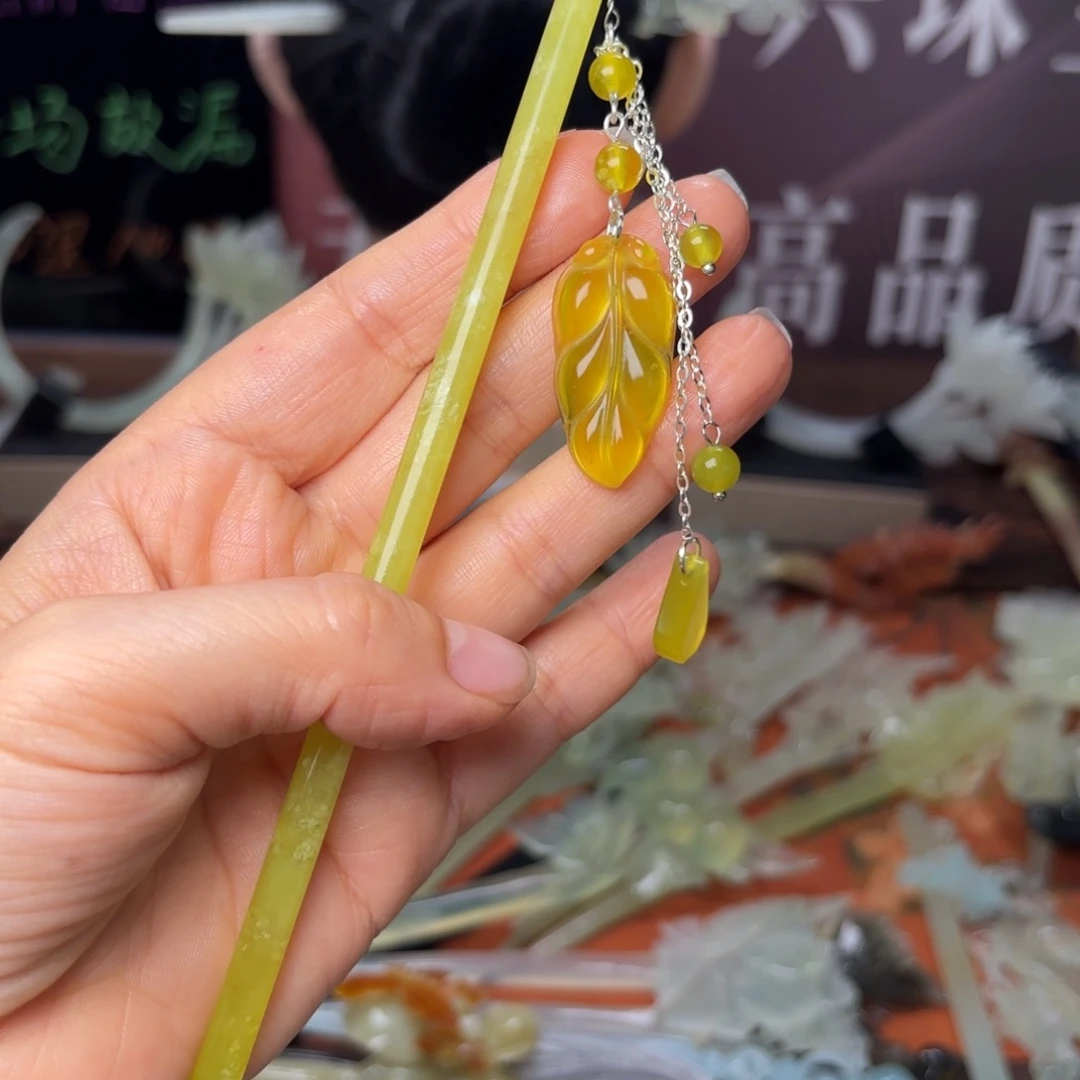 蛇纹石玉合金发饰