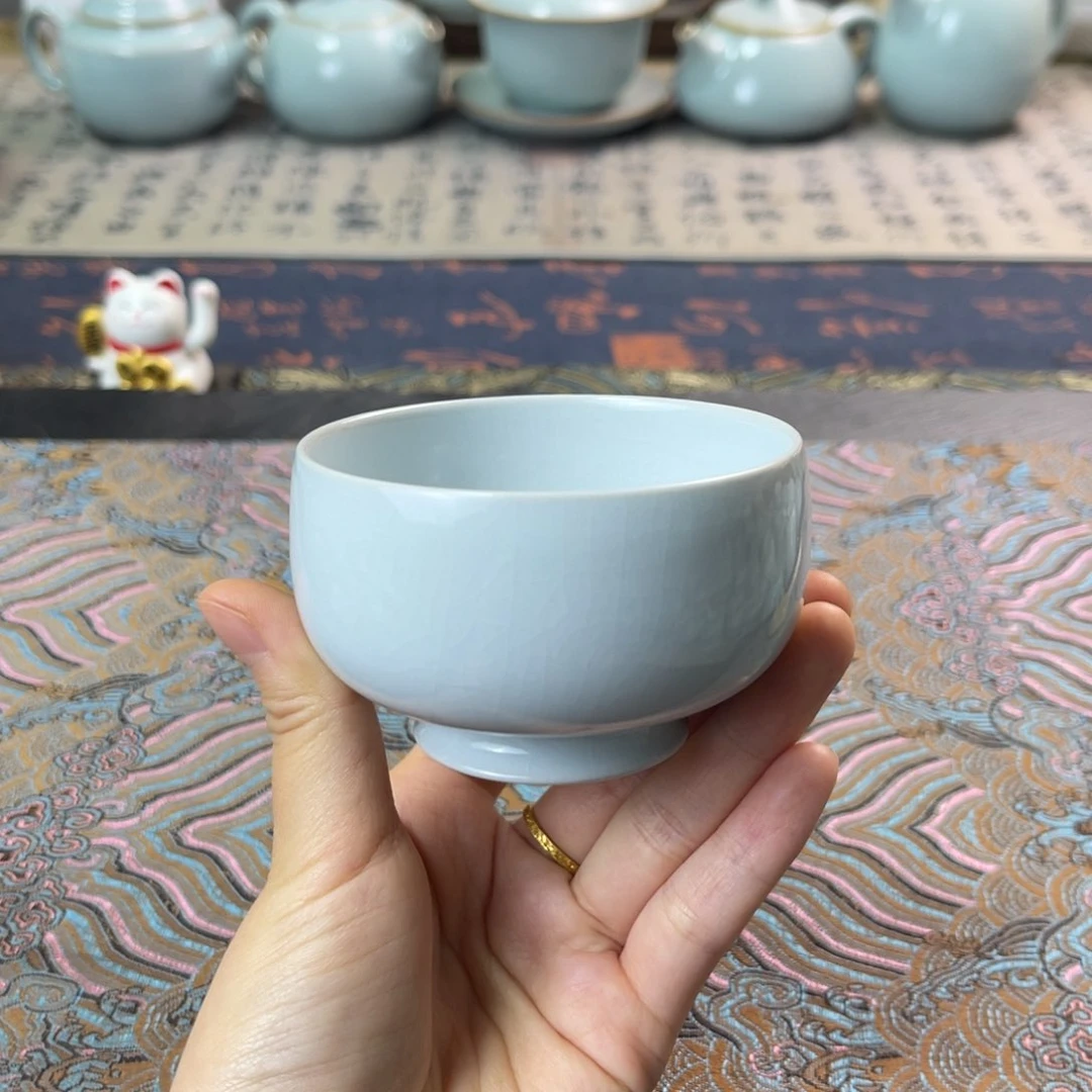 月白釉瑕原矿汝瓷90cc开片