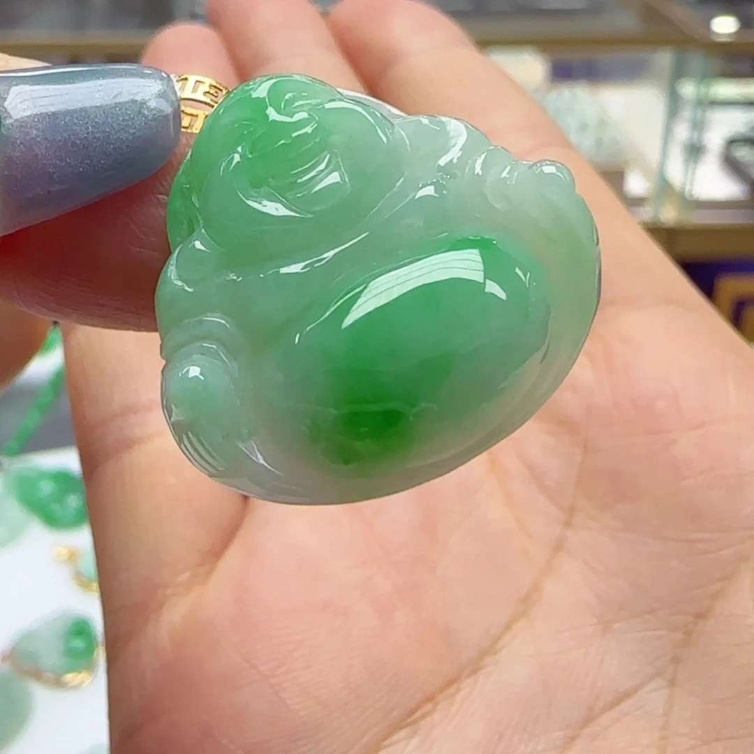 翡翠18K金镶嵌颈饰P k219