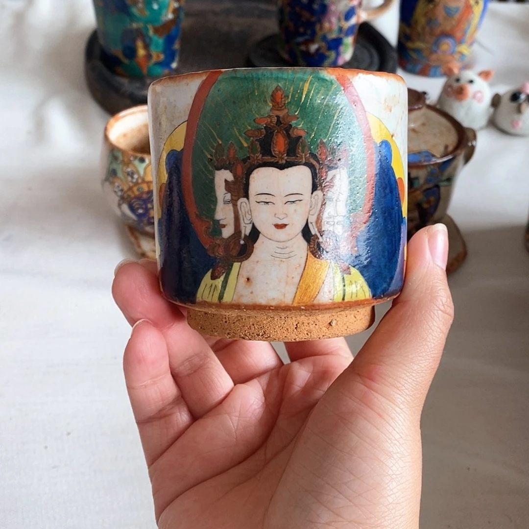 手工手绘大日如来茶杯