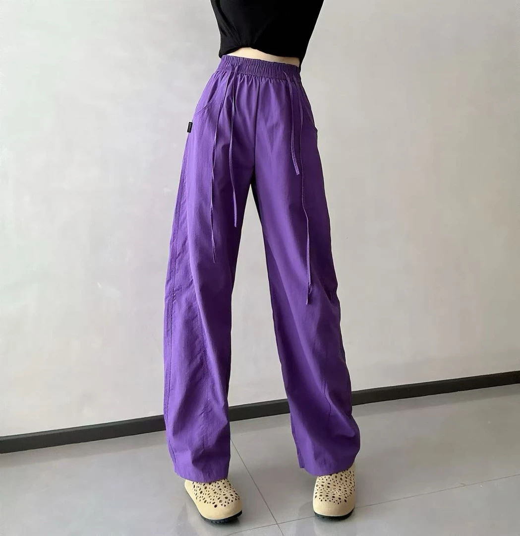 速干窄版香蕉运动裤女新夏季年新款美式直筒裤宽松休闲阔腿卫裤子