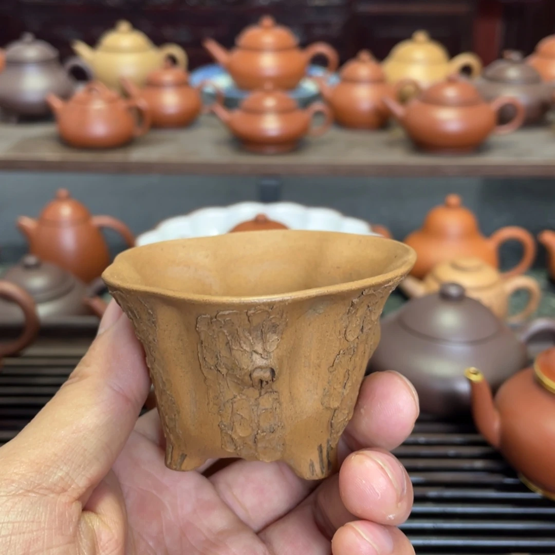 紫砂茶壶全手工段泥松桩杯80毫升