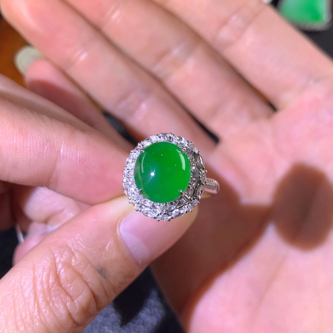 翡翠18K金镶嵌戒指两用款