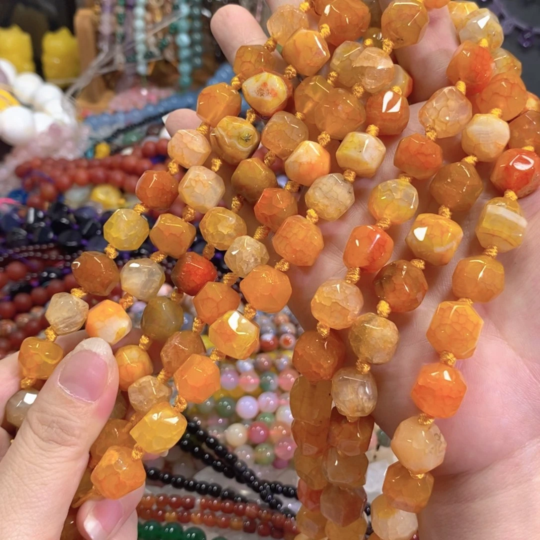 玛瑙/玉髓未镶嵌珠宝半成品龙鳞玛瑙随型一条卡13mm