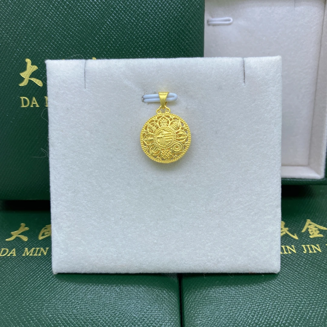 大民金用#7516漂亮18K金Au750精品八宝罗盘吊坠精美气质百搭