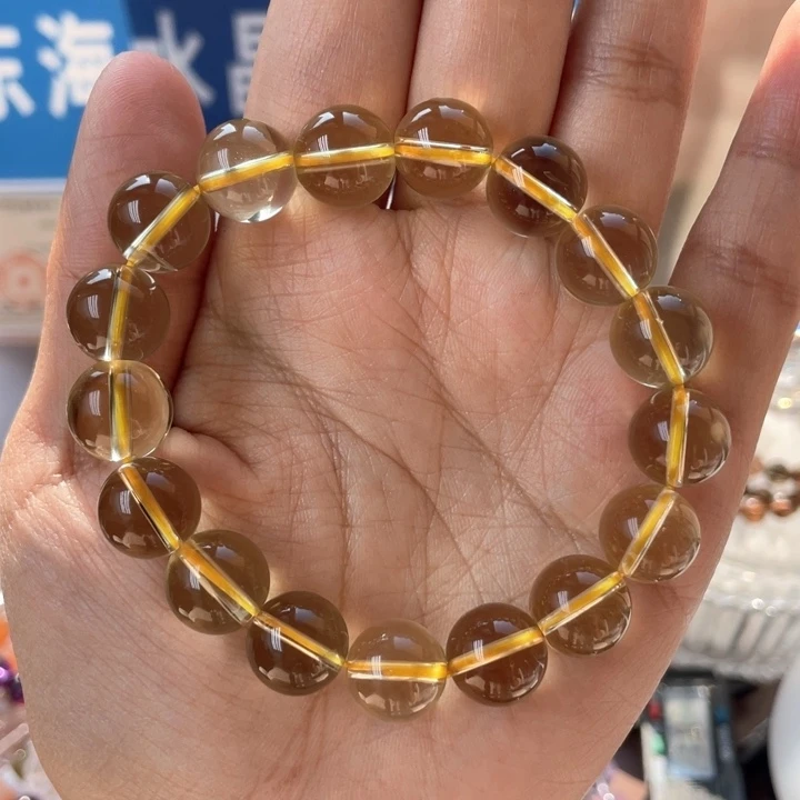 水晶手串未镶嵌纯净体黄水晶