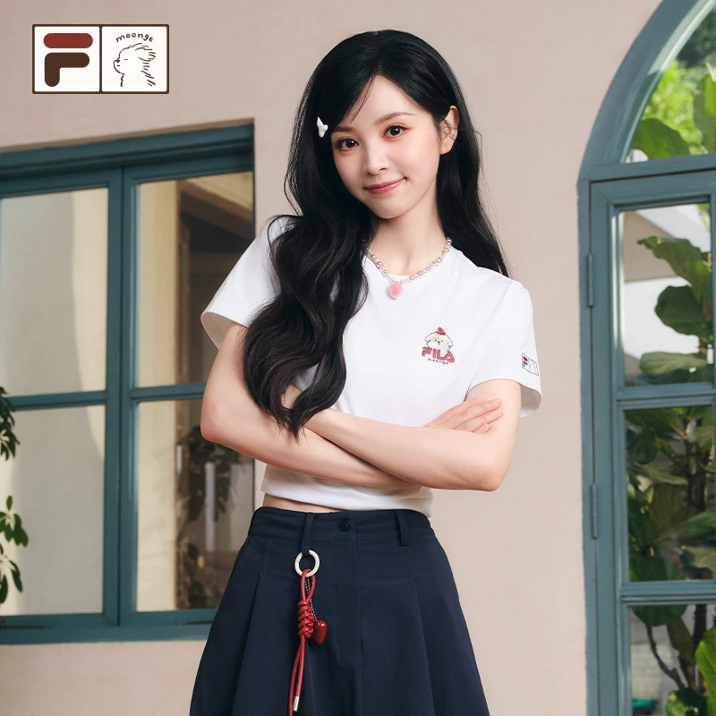 FILA FUSION|潦草小狗联名系列夏季新款潮流百搭气质运动短袖T恤
