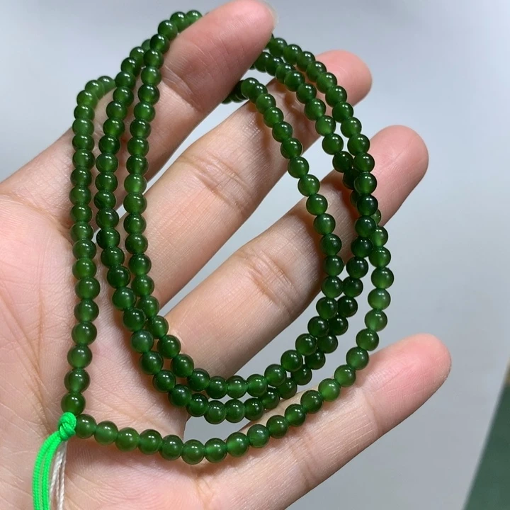 未镶嵌和田玉（碧玉）珠宝半成品4mm