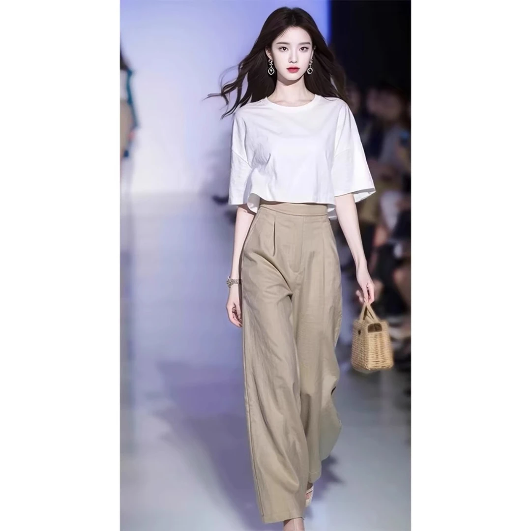 夏季高级感超好看的盐系炸街欧货漂亮时尚休闲松弛感两件套装裤女
