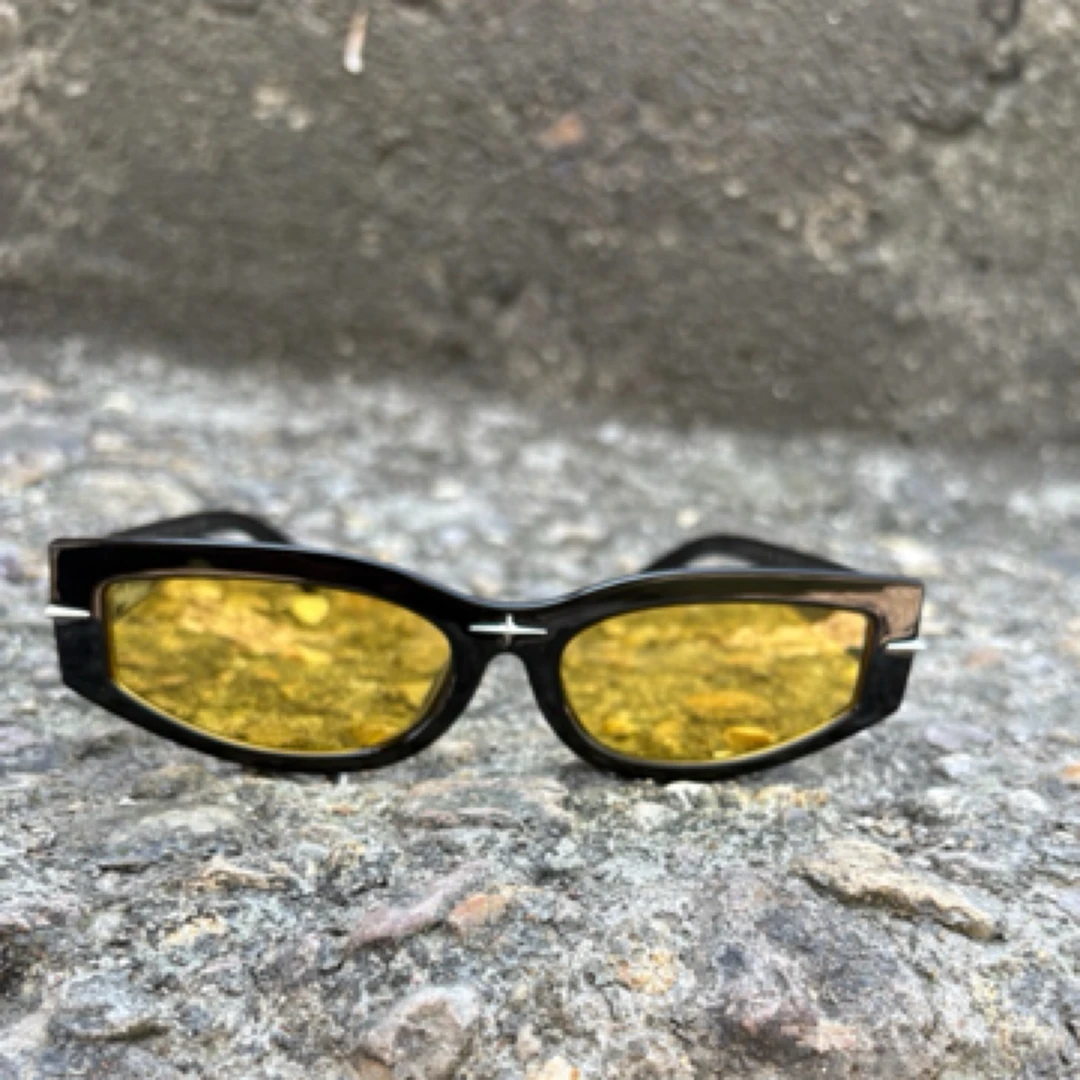 猫眼复古茶色网红折叠墨镜夜视镜墨镜太阳镜黄色