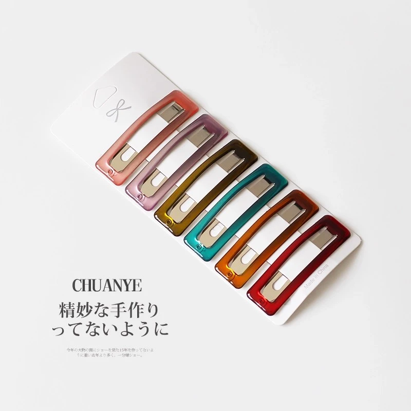 川野法式彩色滴釉镂空发夹女新款简约百搭侧边碎发小夹子头饰发饰