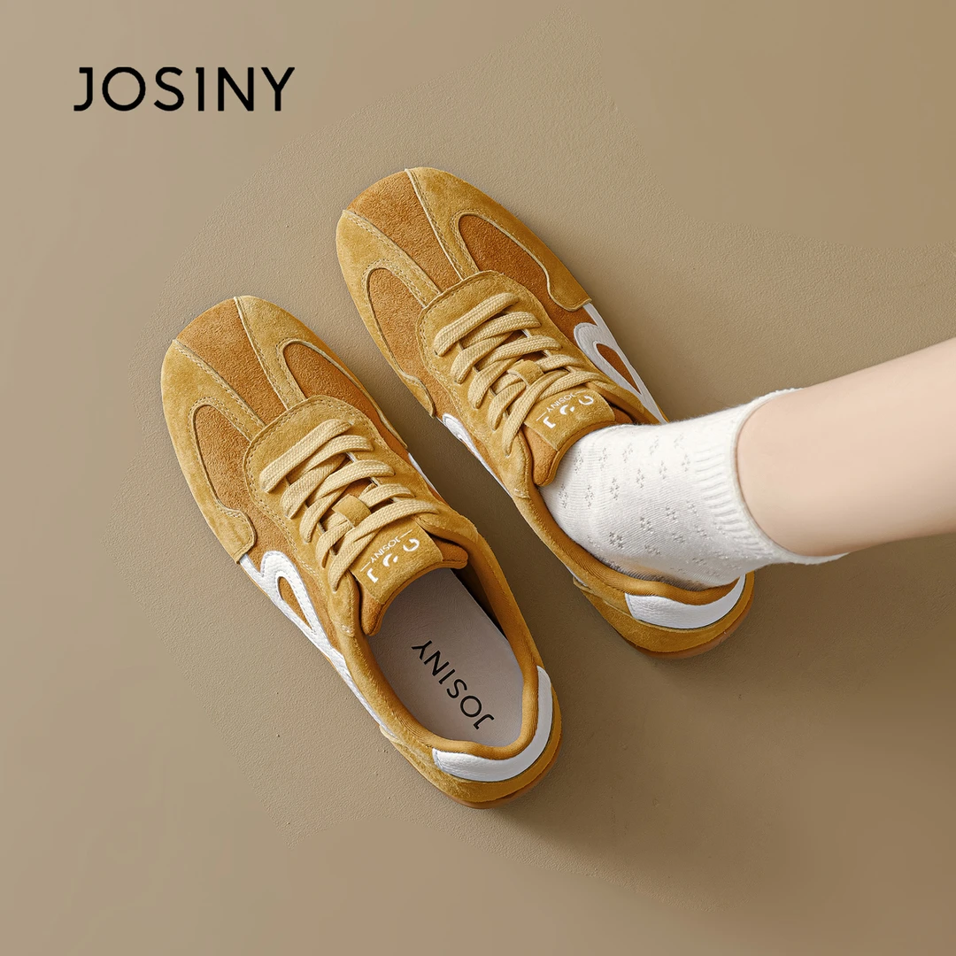 卓诗尼2025新款超火百搭真皮爆款运动板鞋女鞋复古厚底软底德训鞋