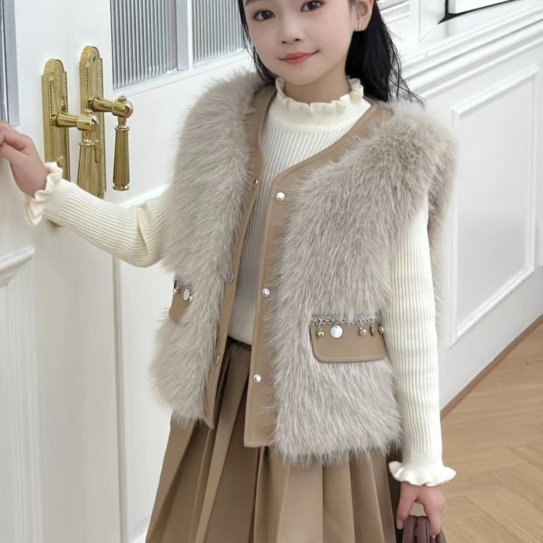 套头春秋厚款加绒女单排扣套装马女童草草三件套气质秋冬