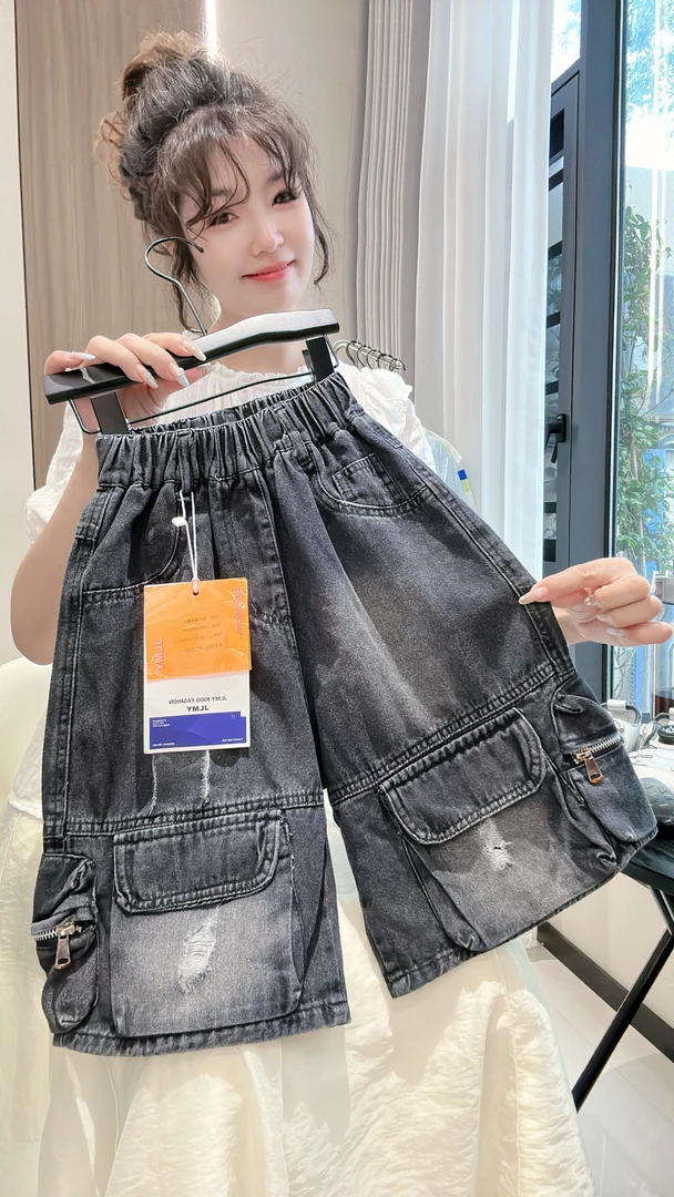 男童裤子夏季薄款2025新款中大儿童破洞牛仔短裤男孩夏款五分裤潮