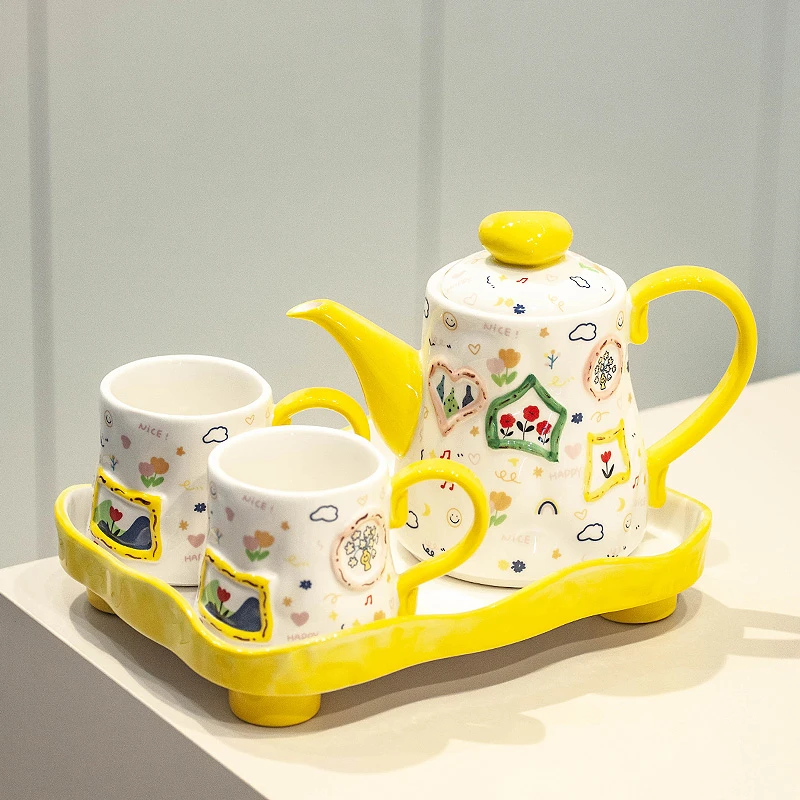 高颜值陶瓷喝水杯子水具茶具茶壶茶杯客厅待客家用乔迁新居礼物