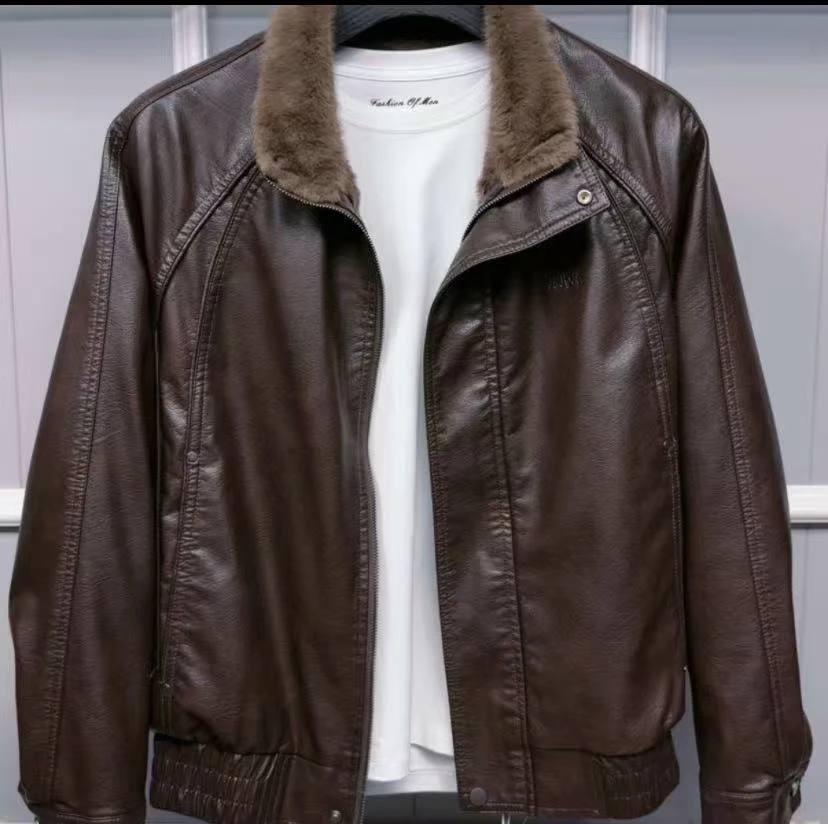 男士外套休闲款冬季保暖翻领款毛领男士夹克加厚加绒秋冬男装外套