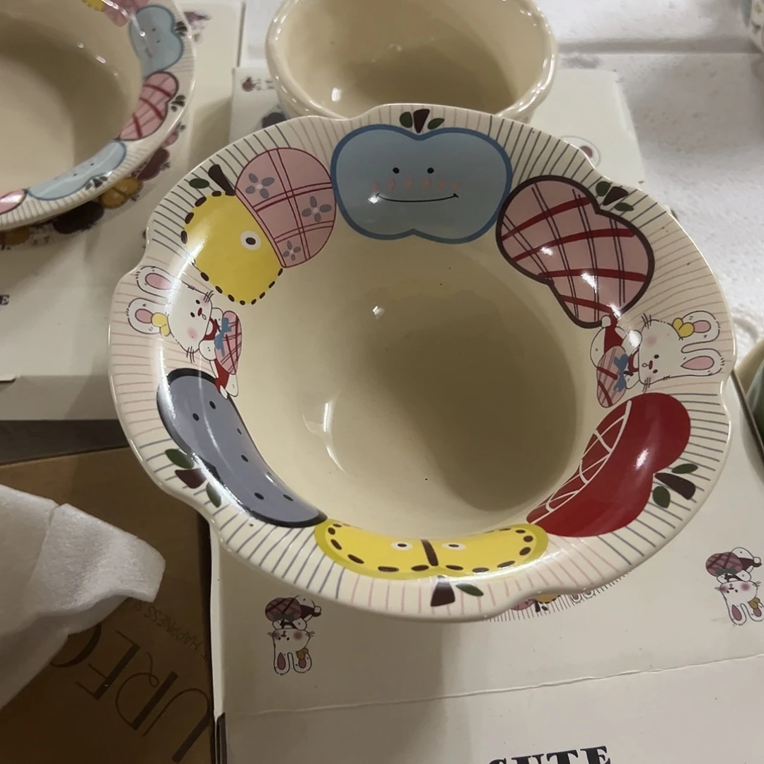 搪瓷正品苹果兔汤碗一个