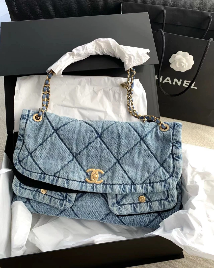 未使用 Chanel/香奈儿 25k浅牛仔机场包 芯片款 40cm 16649797