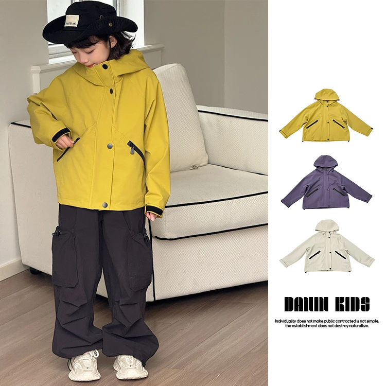 【嗒囜】男女童春时尚运动韩版宽松短款冲锋衣儿童休闲百搭防风外套