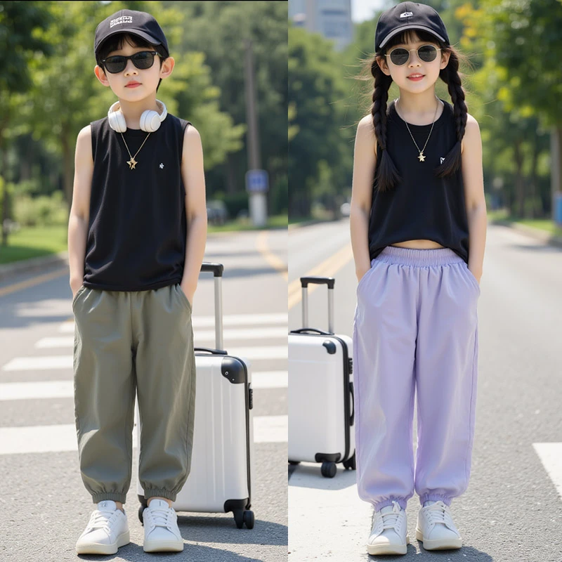 童装儿童休闲裤女童夏季薄款裤子男童冰感透气速干裤防蚊裤长裤