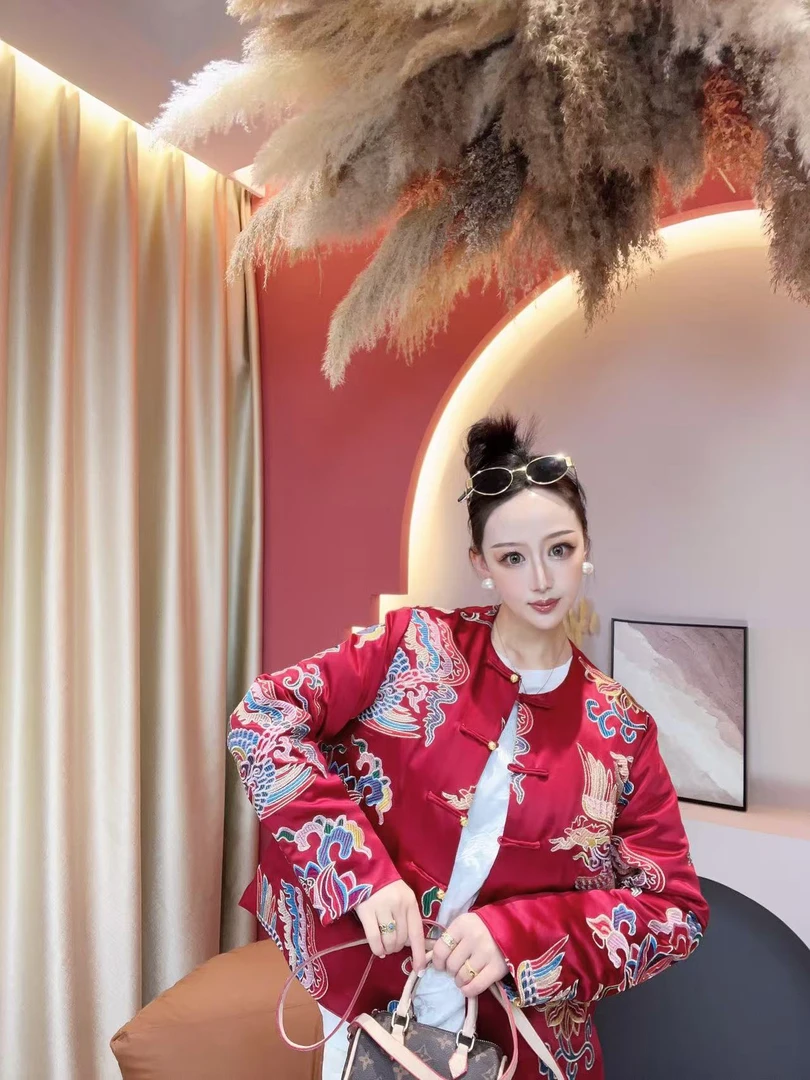 【沐木家】“凤皇”冬款高奢线新中式重工刺绣凤凰彩莲加棉外套16196