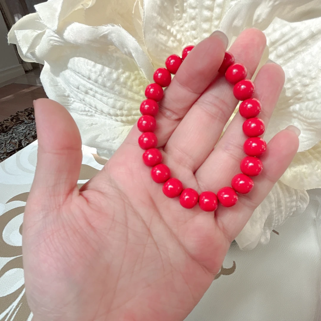 含辰砂工艺品2408112057 HN 朱砂小苹果珠单圈手串