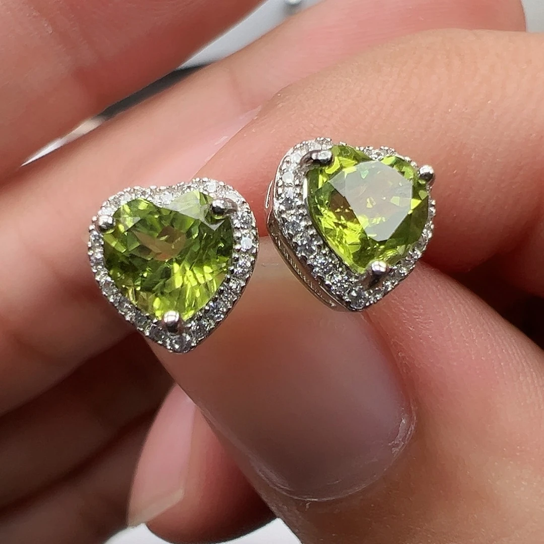 耳饰银S925镶嵌橄榄石