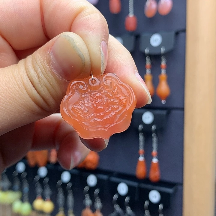 南红玛瑙耳饰银S925镶嵌丽*