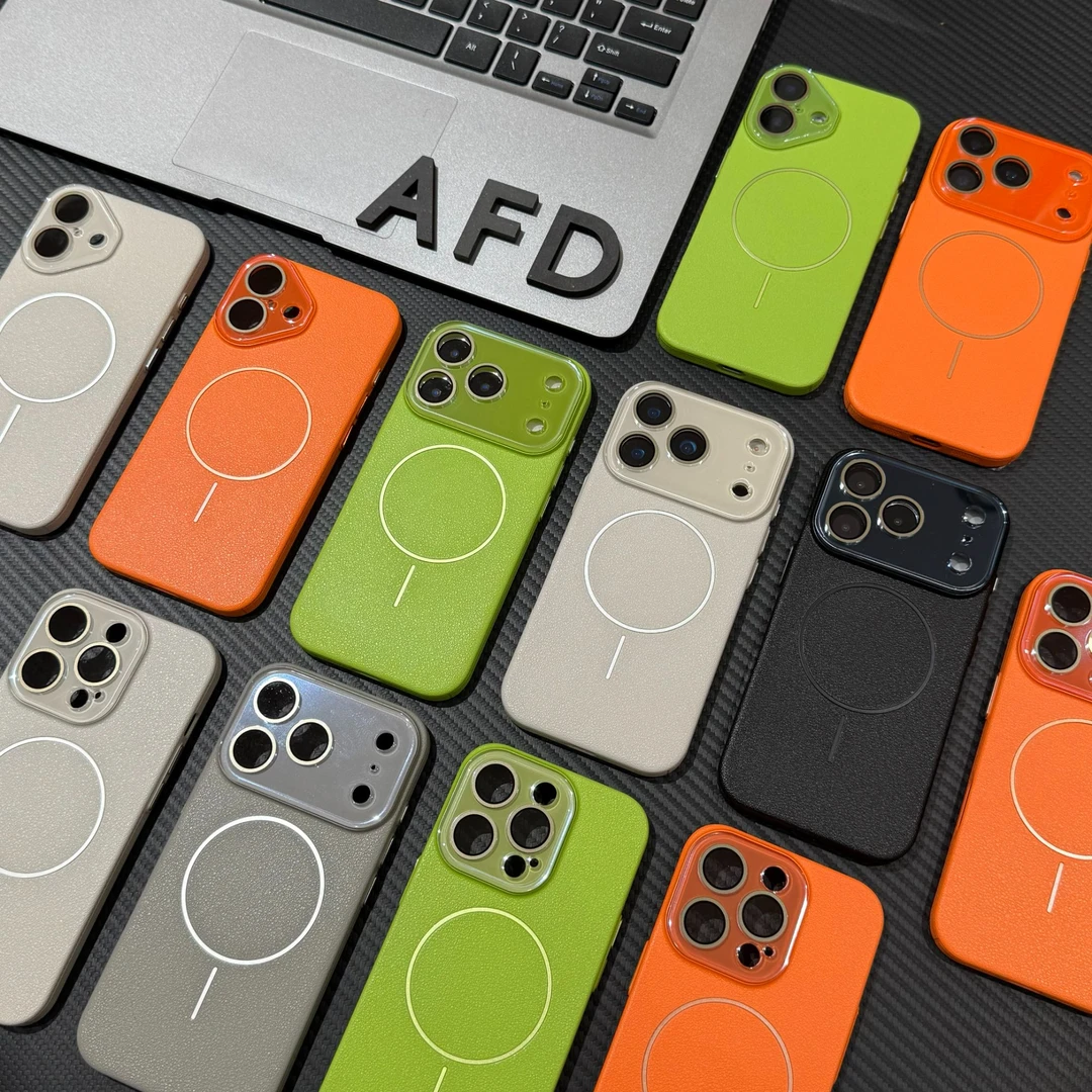 奥菲顿荔枝纹带镜头膜适用苹果17/16promax磁吸手机壳iPhone14/13