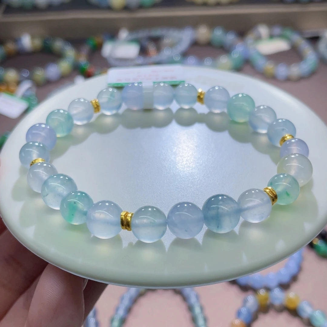 未镶嵌手链翡翠木纳高冰胶莫兰迪卡7-8.4