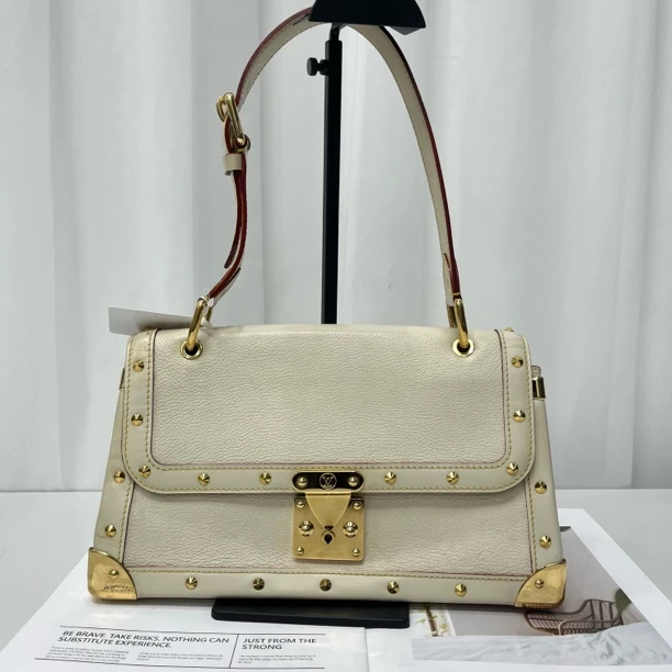99新 LouisVuitton/路易威登 中古 奶白色哈苏里 单肩包31底长