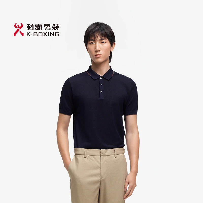 劲霸男装春夏蚕丝商务针织短袖Polo衫│BTLE2968