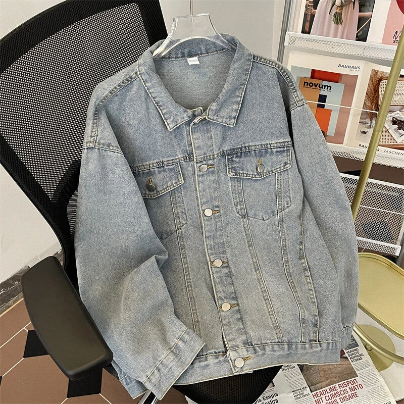 高街潮牌简约春秋新款牛仔外套男宽松工装夹克男士百搭长袖上衣