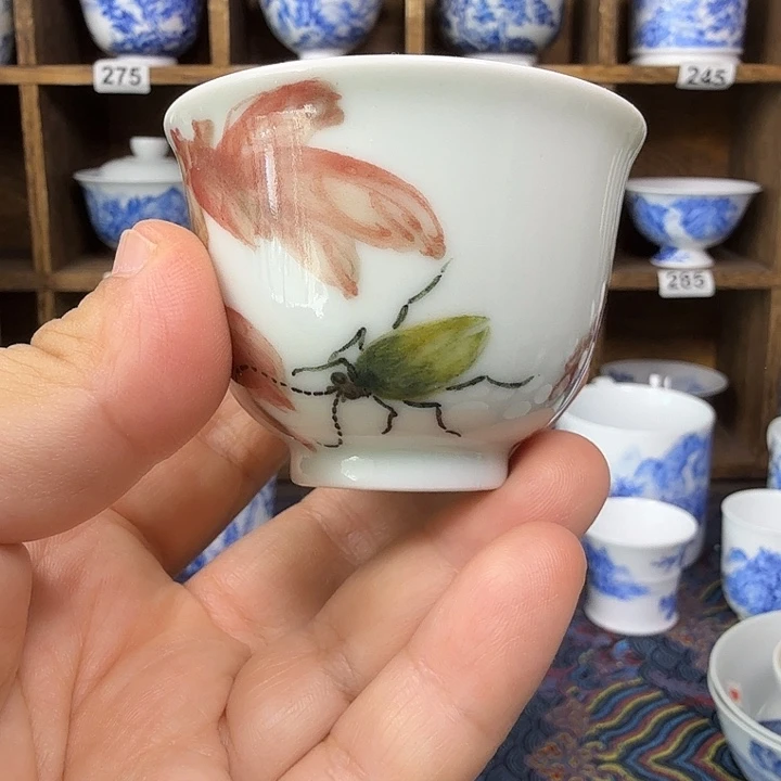 墨***麟釉下五彩铃铛杯瓷器
