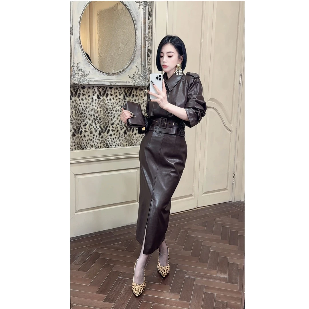 LYXJ【曼哈顿街拍】小众显瘦气质高腰时尚外套套装连衣裙12355